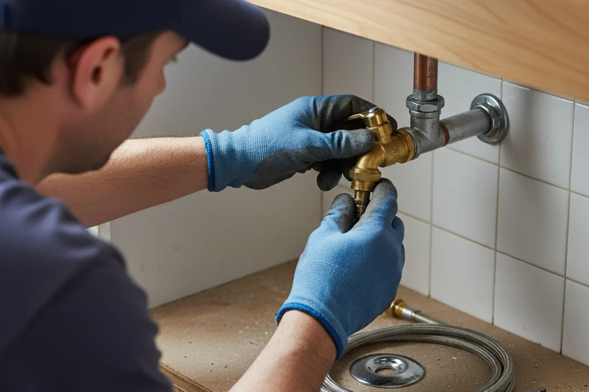 Shutoff valve and fitting work during Burst Pipe Repair in Annapolis